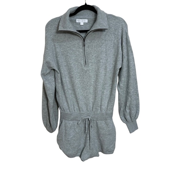 Spiritual Gangster Funnel Neck Romper jumpsuit shorts pockets  Grey size small - Picture 2 of 6